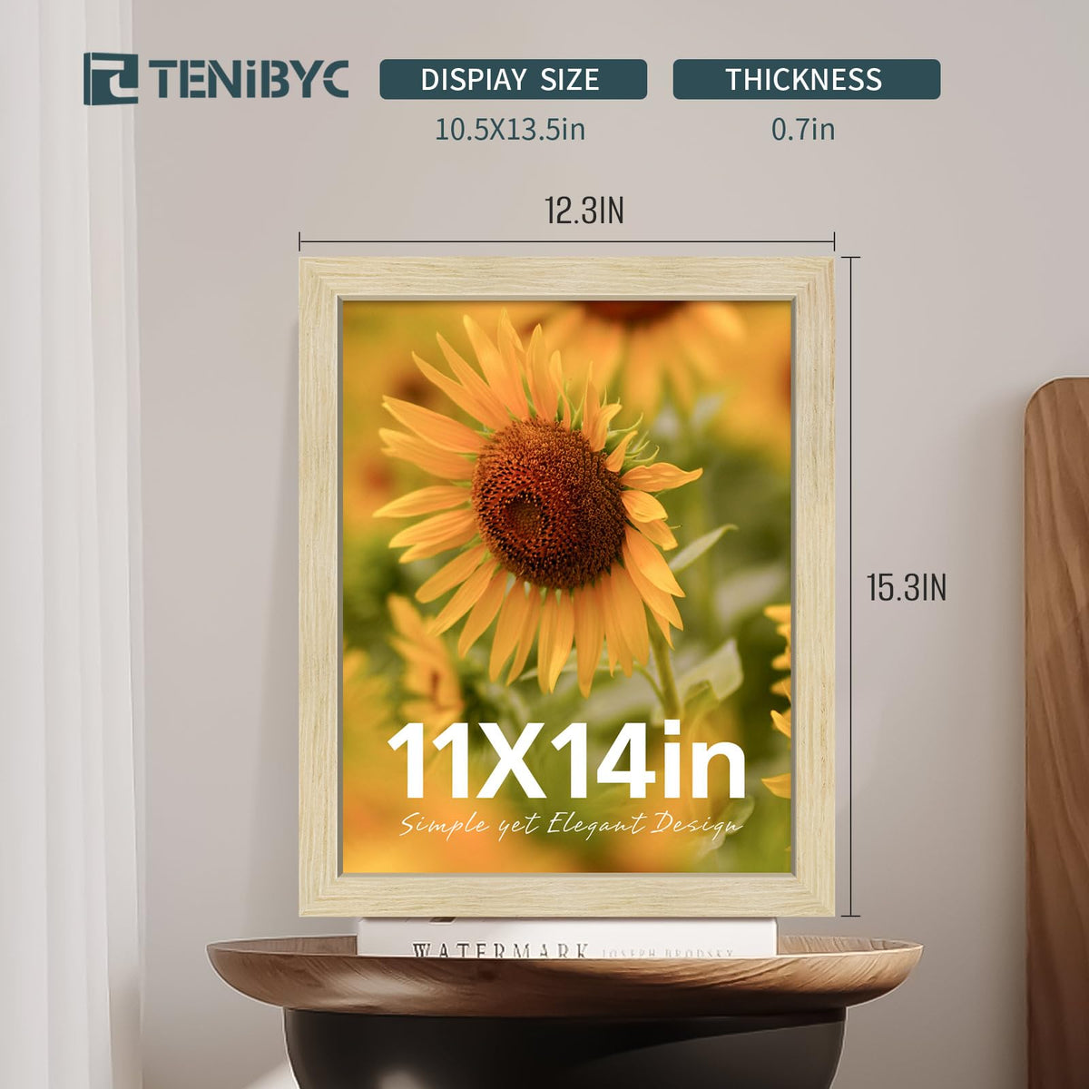 TENIBYC 11x14 Picture Frames Set - 3 Pack - Natural Oak Wood - Tempered Glass - for Wall Photos, Family Memories, Posters & Puzzles, Home Decor