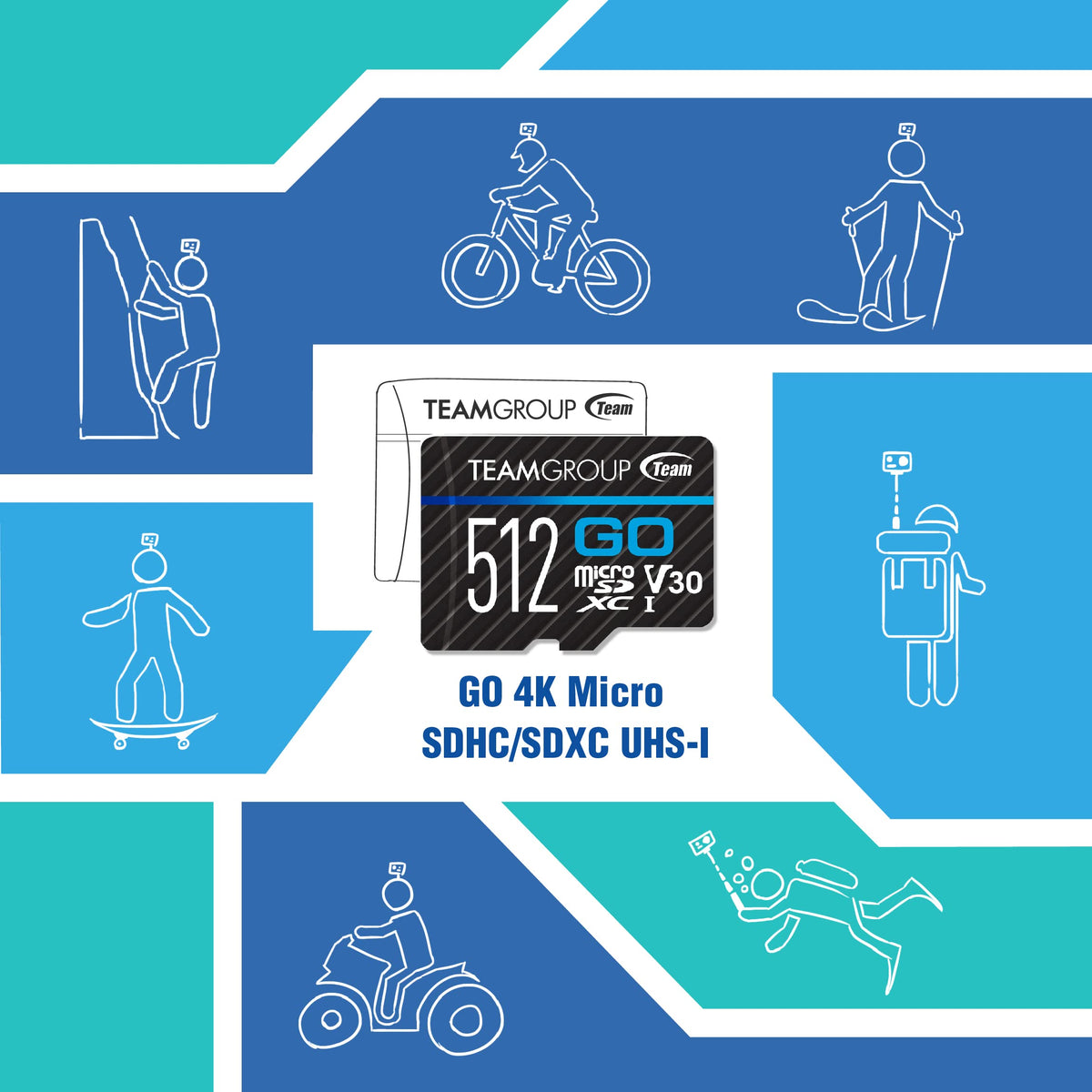 TEAMGROUP GO Card 256GB x 5 Pack Micro SDXC UHS-I U3 V30 4K for GoPro & Drone & Action Cameras High Speed Flash Memory Card for Outdoor Sports, 4K Shooting, Nintendo-Switch TGUSDX256GU368