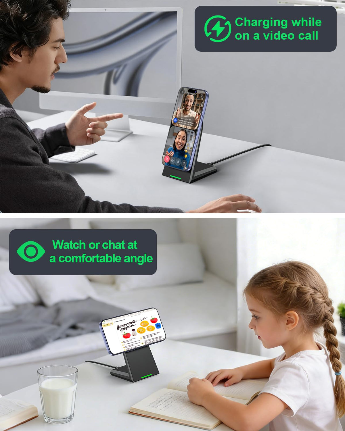 NANAMI 25W Magnetic Wireless Charger Stand, Fast Magnetic Phone Charger, N52 Alignment, 360° Adjustable, Auto-Dim LED, Cooling & Safety Protection for iPhone 17/16/15/14/13/12 & Google Pixel 10 Series