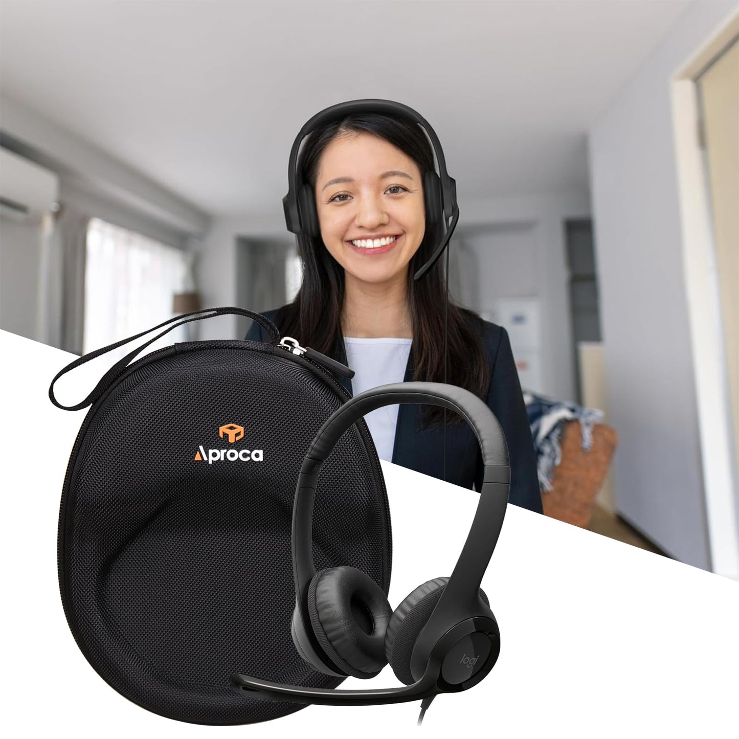 Aproca Case Compatible with Logitech H390 / H391 / Zone 301 / Zone 300 Wired Headset, Protable Storage Bag for Accessories (Case Only)