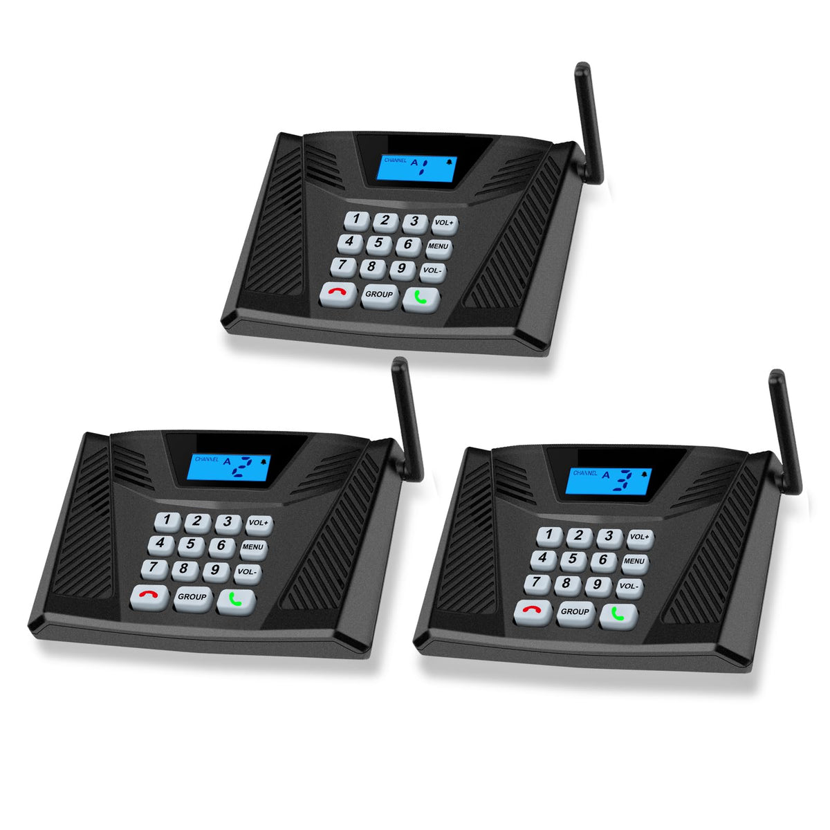 Intercoms Wireless for Home Upgrade, Hands-Free Intercom with Automatic Answer, 5300 Feet Range Full Duplex Home Intercom System for Business Store Office Easy to Use(3Packs, Black)