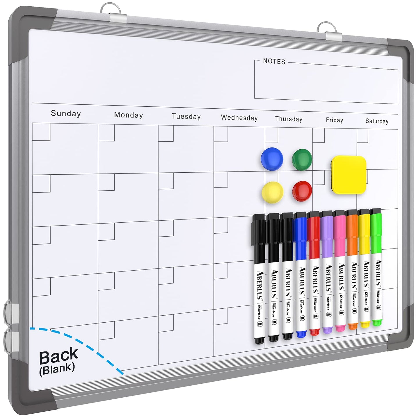 Small Monthly Calendar Dry Erase Whiteboard for Wall, 16" x 12" Magnetic Dry Erase Board, Hanging Double-Sided White Board, Portable Board for Drawing, Kitchen, Planning, Memo, Home, Office