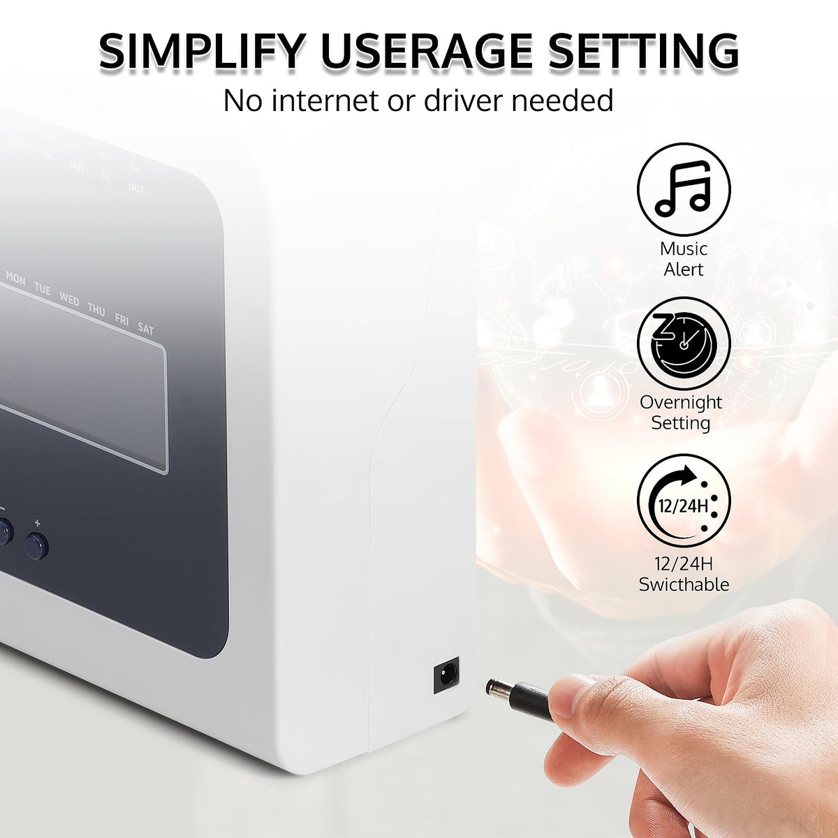OFFNOVA Thermal Time Clock for Employees Small Business, No Ink Ribbons or Network Needed, in/Out Time Attendance Machine with 50 Time Cards