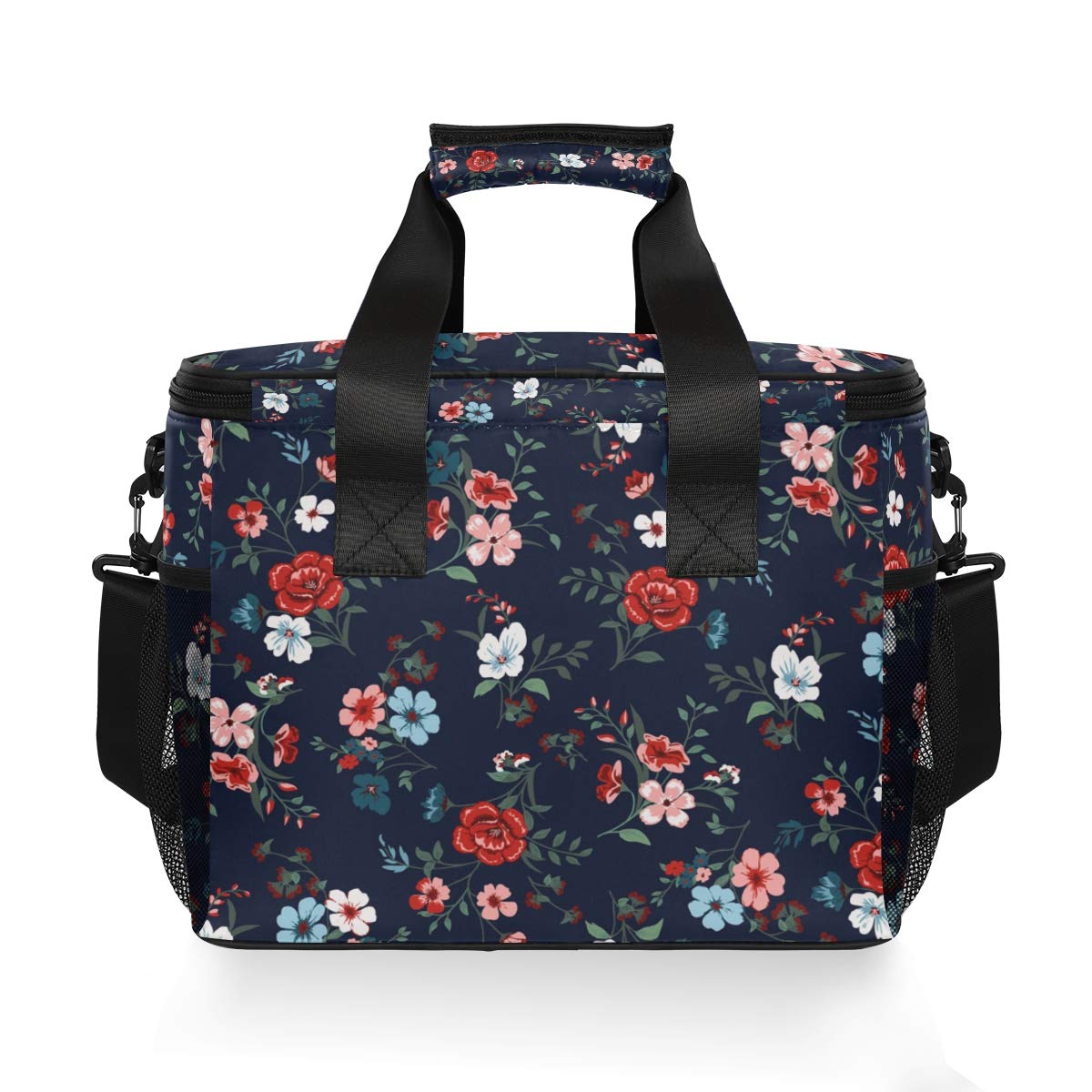 JUMBEAR 15L Leakproof Reusable Insulated Cooler Lunch Bag Office Work Picnic Hiking Beach Lunch Box Organizer with Adjustable Shoulder Strap, Rose Floral