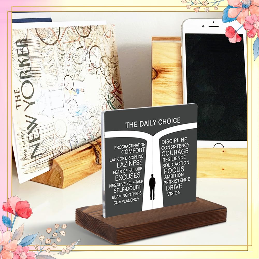 The Daily Choice Motivational Wall Art – Discipline vs Excuses Inspirational Poster for Office, Gym, or Study Space, 4x4 Inch Daily Reminder Quote Print, XXD170