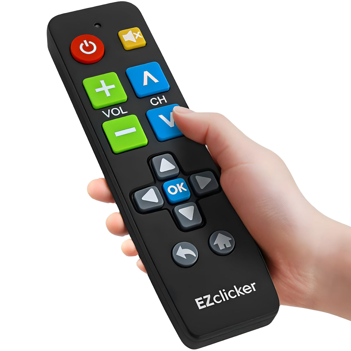 EZclicker Big Button Universal TV Remote (Black) Simple Easy to Use, Great for Seniors, Works with Major TV Brands (2xAAA Batteries Not Included)