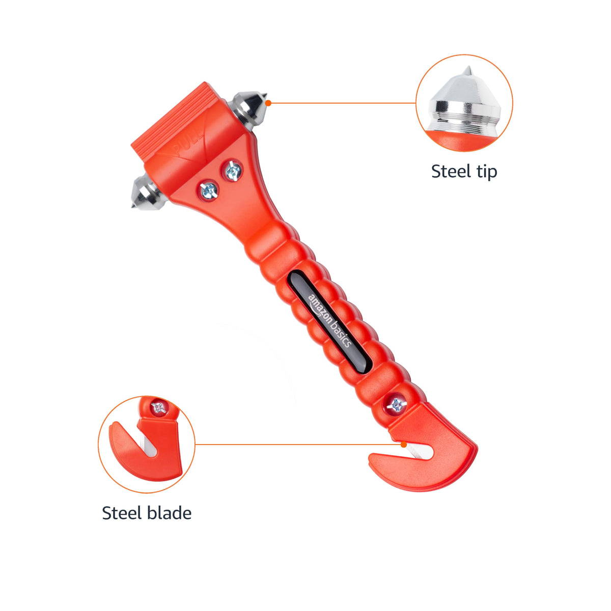 Amazon Basics Emergency Seat Belt Cutter and Window Hammer Tool, Car Accessories, 2 Pack, SW-835