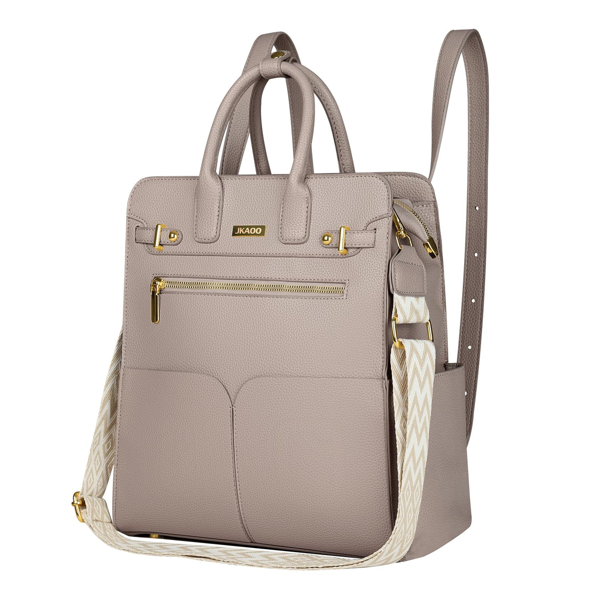 JKAOO Backpack Purse for Women PU Leather Travel Backpack, 4 in 1 Designer Convertible Backpack Purse with Removable Strap (Beige)