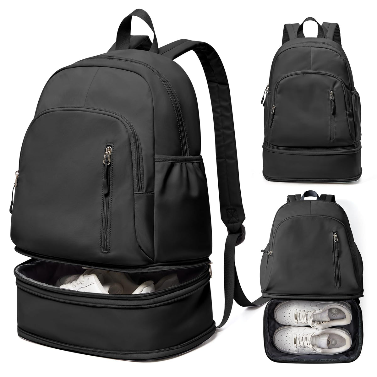 VENATIN Gym Backpack for Women Men,Cheer bag,Lightweight Gym Bag with Shoe Compartment, Waterproof Sports Backpack with Wet Pocket, Black