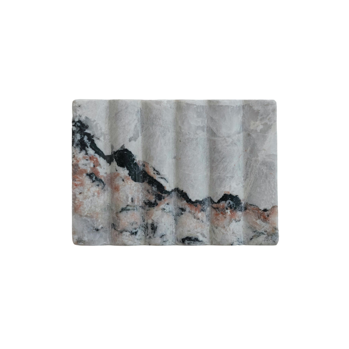 Creative Co-Op Mélange Marble Soap Dish, Black and Beige