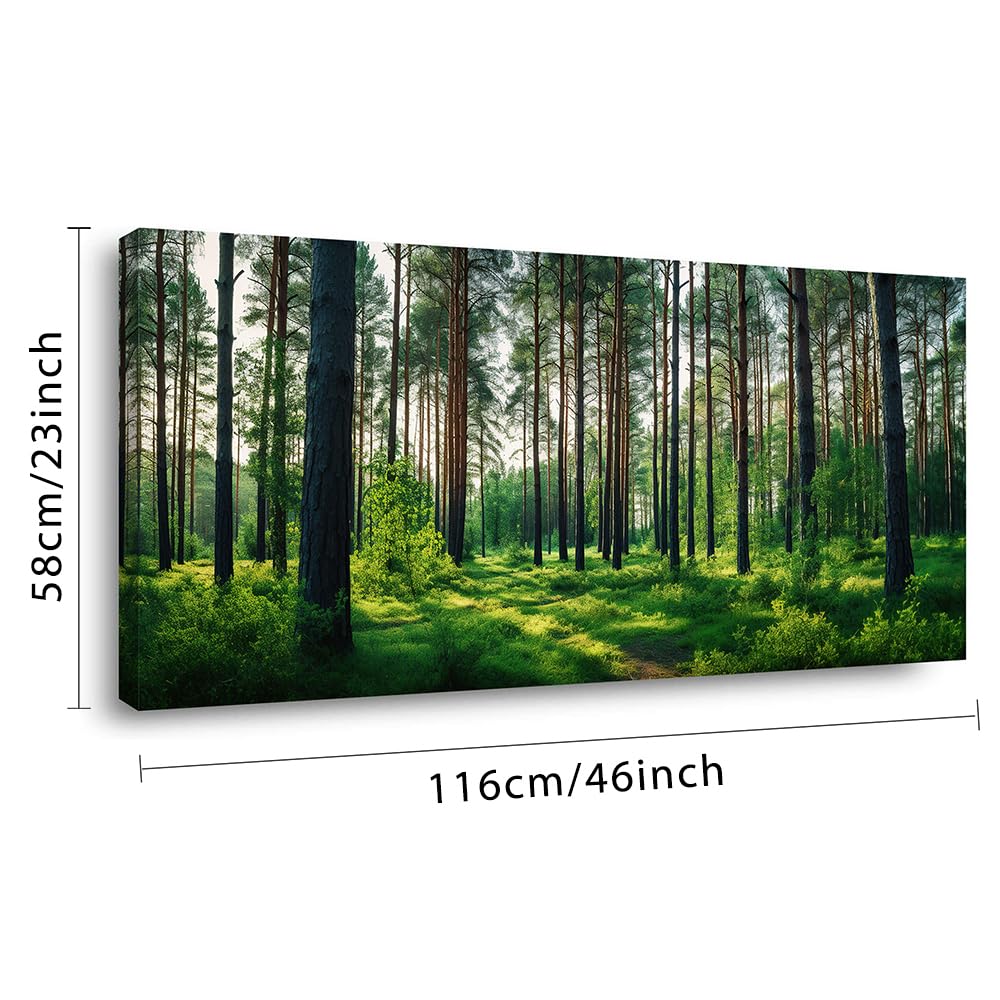 Lasdel Calm Forest Landscape Wall Art for Living Room Office Green Canvas Painting Prints Large Scenic Nature Artwork Dining Room Kitchen Bathroom Hallway Bedroom Decor (20x40 Inches)