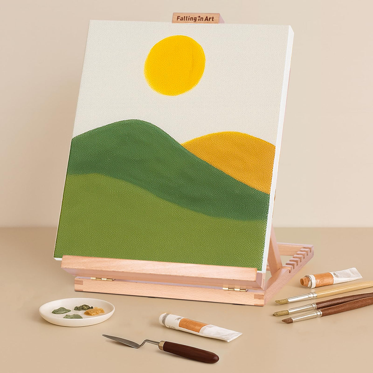 Falling in Art Heavy-Duty H-Frame Tabletop Easel for Painting, Adjustable Beechwood Desktop Easel, Portable Canvas Stand for Adults, Beginners and Artists