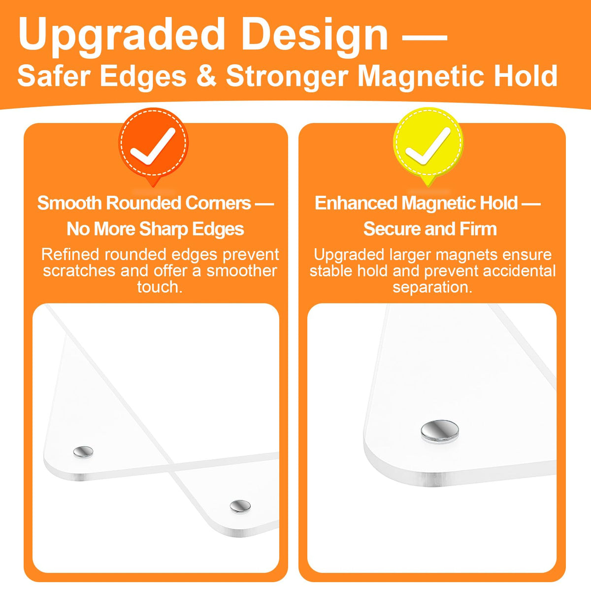 Truxwal 8.5x11 Acrylic Sign Holder Table Top with Magnetic Corners, 4-Pack, Rounded Corners – Quick Change Display Stand for Menus, Posters and Ads, Restaurant, Office, Events, Retail