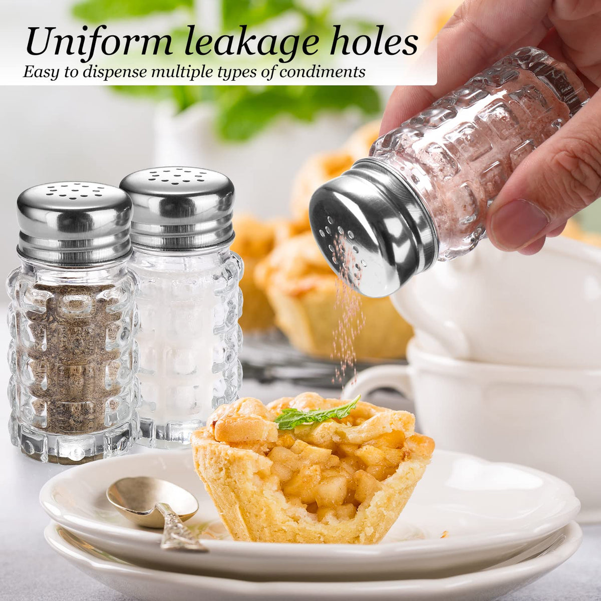 Glass Salt and Pepper Shakers Set,Cylindrical Salt Shaker Set