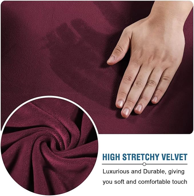 H.VERSAILTEX Modern Velvet Plush 4 Piece High Stretch Sofa Slipcover Sofa Cover