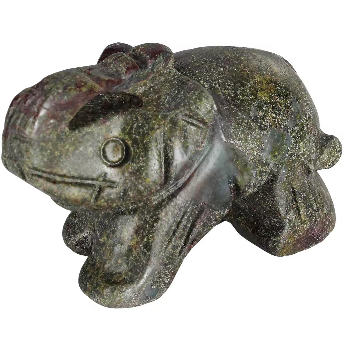 Bosfante 2" Dragon Blood Stone Elephant Statue for Vitality & Strength,Elephant Decor for Wisdom & Good Luck,Elephant Figurine for Home & Office Decor