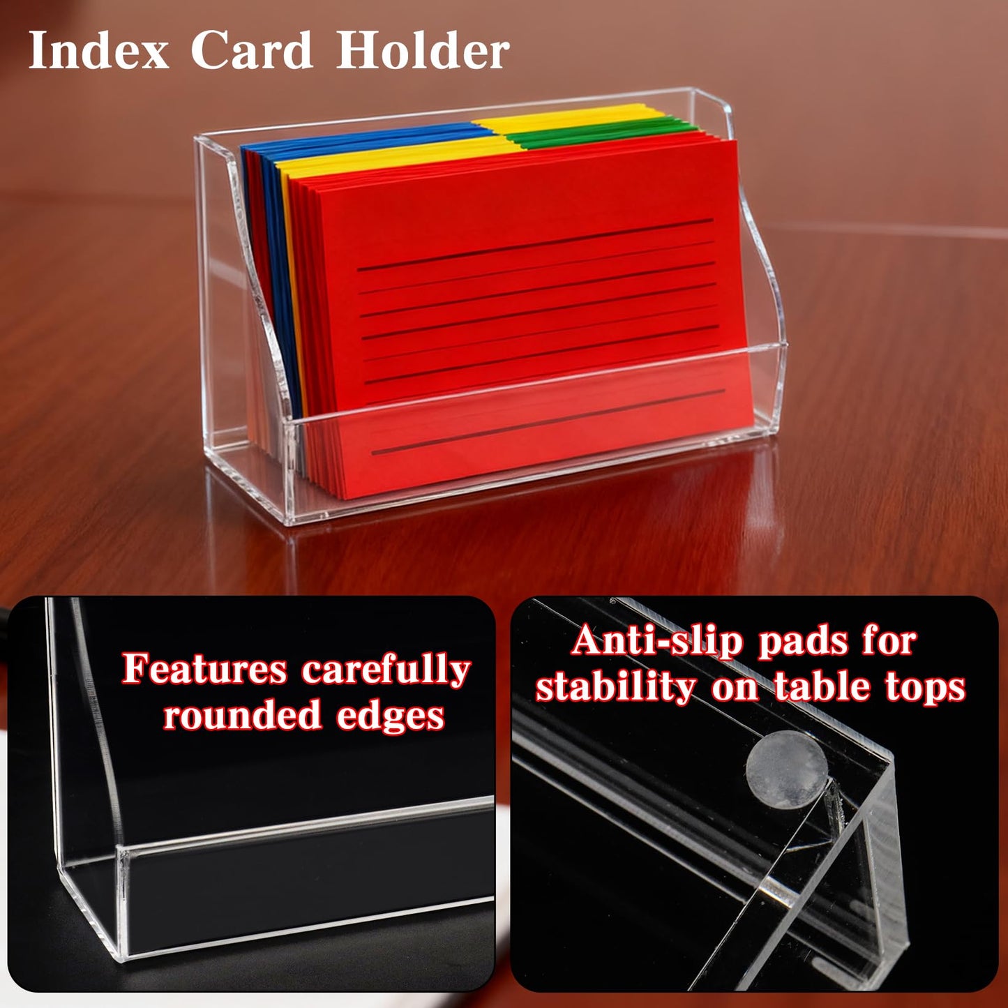 Goklmn 2 Pack Index Card Display Stand 5x8 Inch Acrylic Cards Holder for Desk Clear Postcard Stand Note Card Holder Index Cards Organizer Case Business Card Stand for Office Business