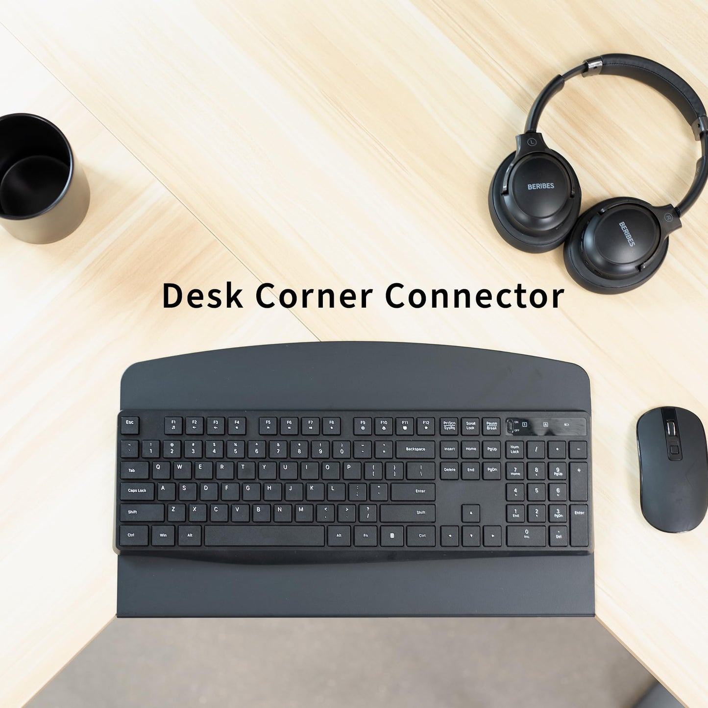 VIVO 17 inch Corner Desk Connector Platform for Mounting Under-Desk Keyboard Trays on L-Shaped Workstations, Black, DESK-AC07S