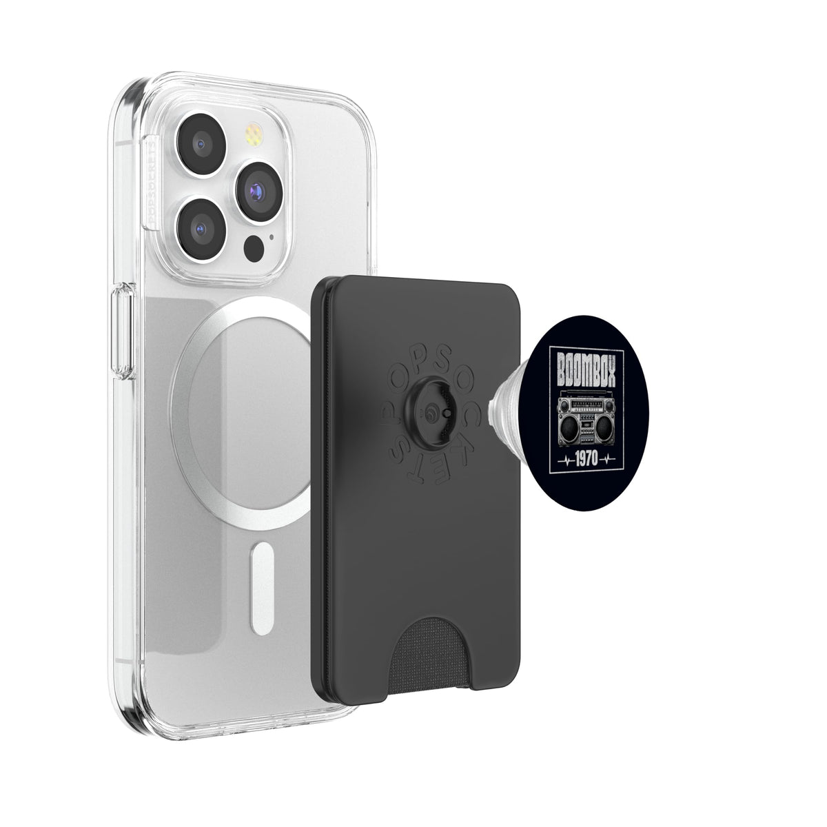 Boombox CD Player Cassette Audio AM FM Radio 1970 Birthday PopSockets PopWallet for MagSafe