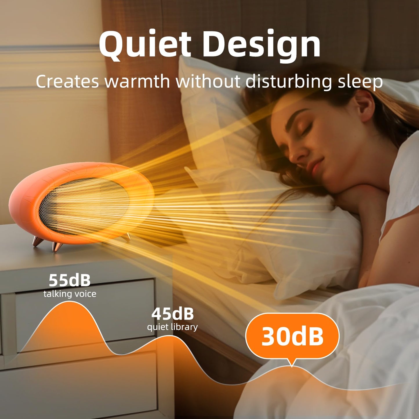 Lmkeji Space Heater, 600W Small Desk Heater for Indoor Use,Fast Safety Personal Desktop Heaters for Bedroom Table Home Office(Orange)