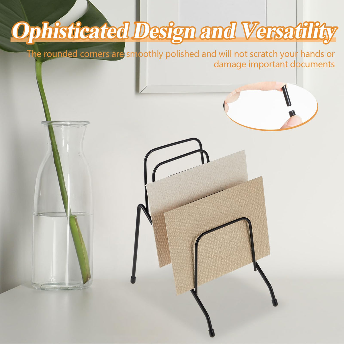 Chivertion 6 Pcs Metal Incline Desk Flip Organizer Rack Small Desktop File Folder Sorter 6 Compartment Wire Vertical Incline Magazine Holder for Mail Paper Book Magazine Filing Office Desk