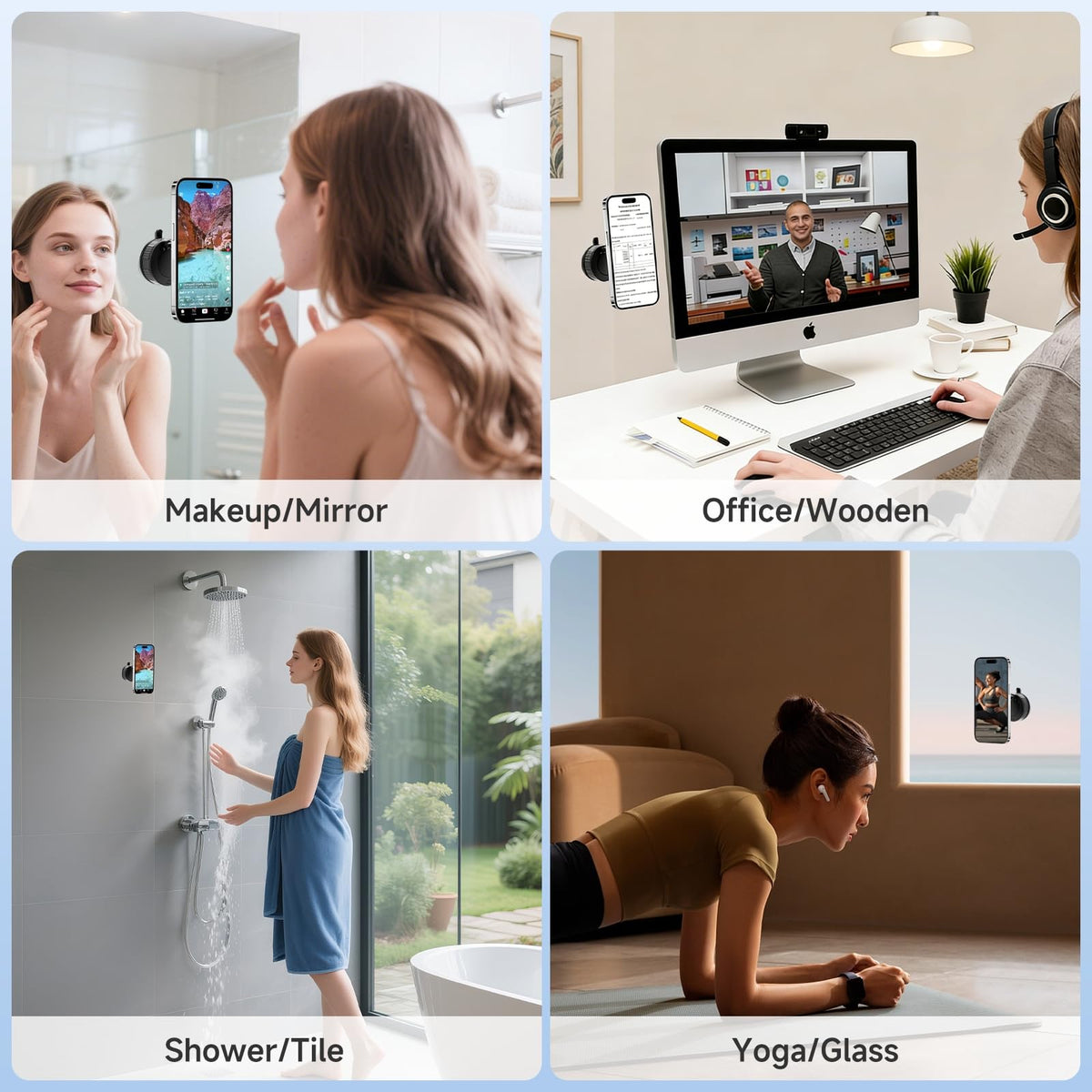NibulaSpark Vacuum Magnetic Shower Phone Holder for Bathroom, Kitchen, Car- Hands Free Mirror Phone Holder, 360° Adjustable Suction Cup Phone Mount for iPhone Android, Gift for Men Women, Graduation
