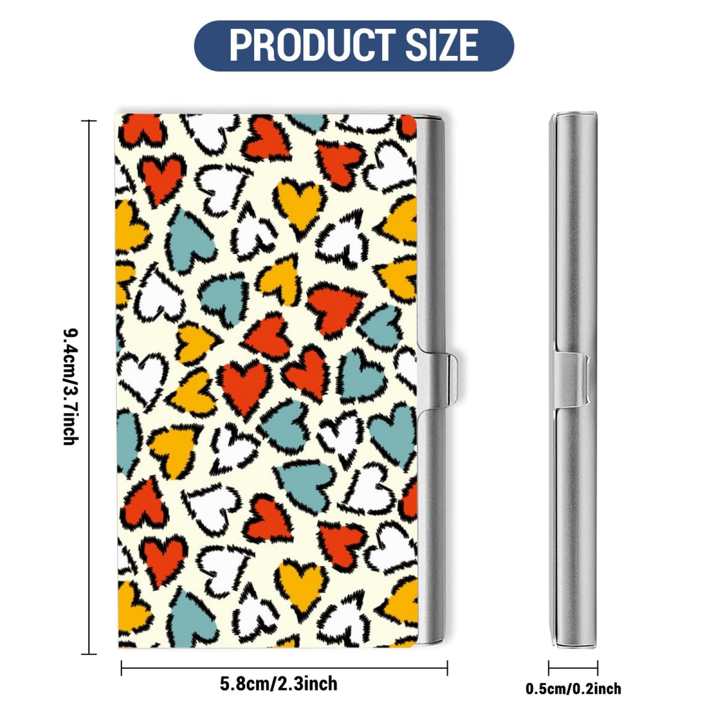 ENSFTF Sleek Metal Business Card Holder - Ultra-Thin Professional Card Case for Executives | Elegant Aluminum Design for Men & Women Heart Shape Pattern