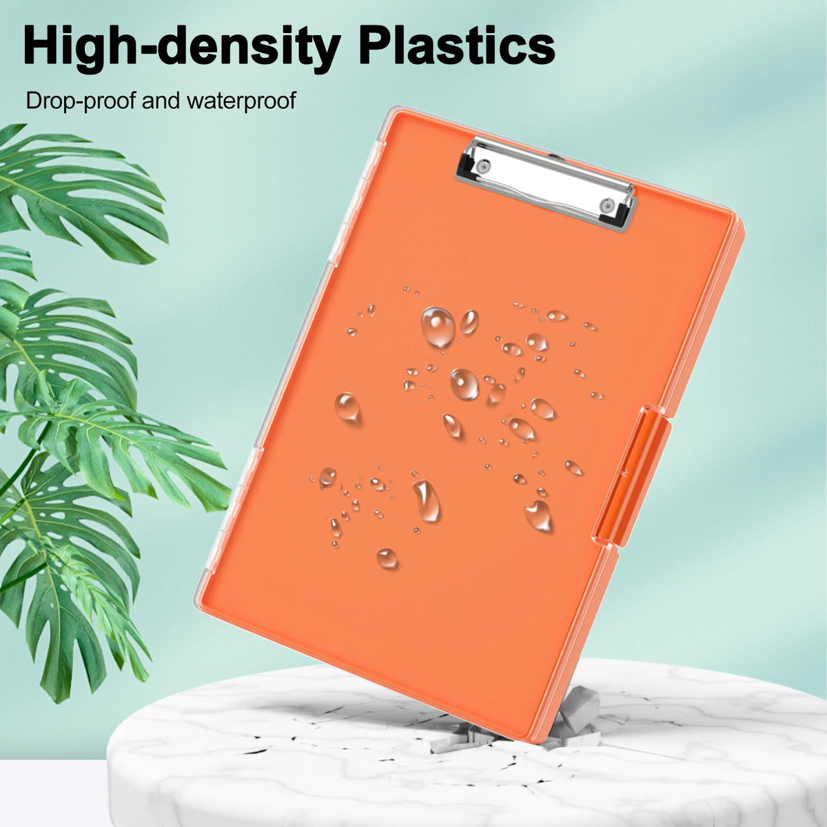 Piasoenc Clipboard with Storage, 8.5 x 11 Clip Boards with 2 Storage Case and A4 Paper Folder, Clear Dry Erase Top Panel, Heavy Duty Plastic, Folio & Side Opening, for Nurses, Teachers, Lawers,Orange