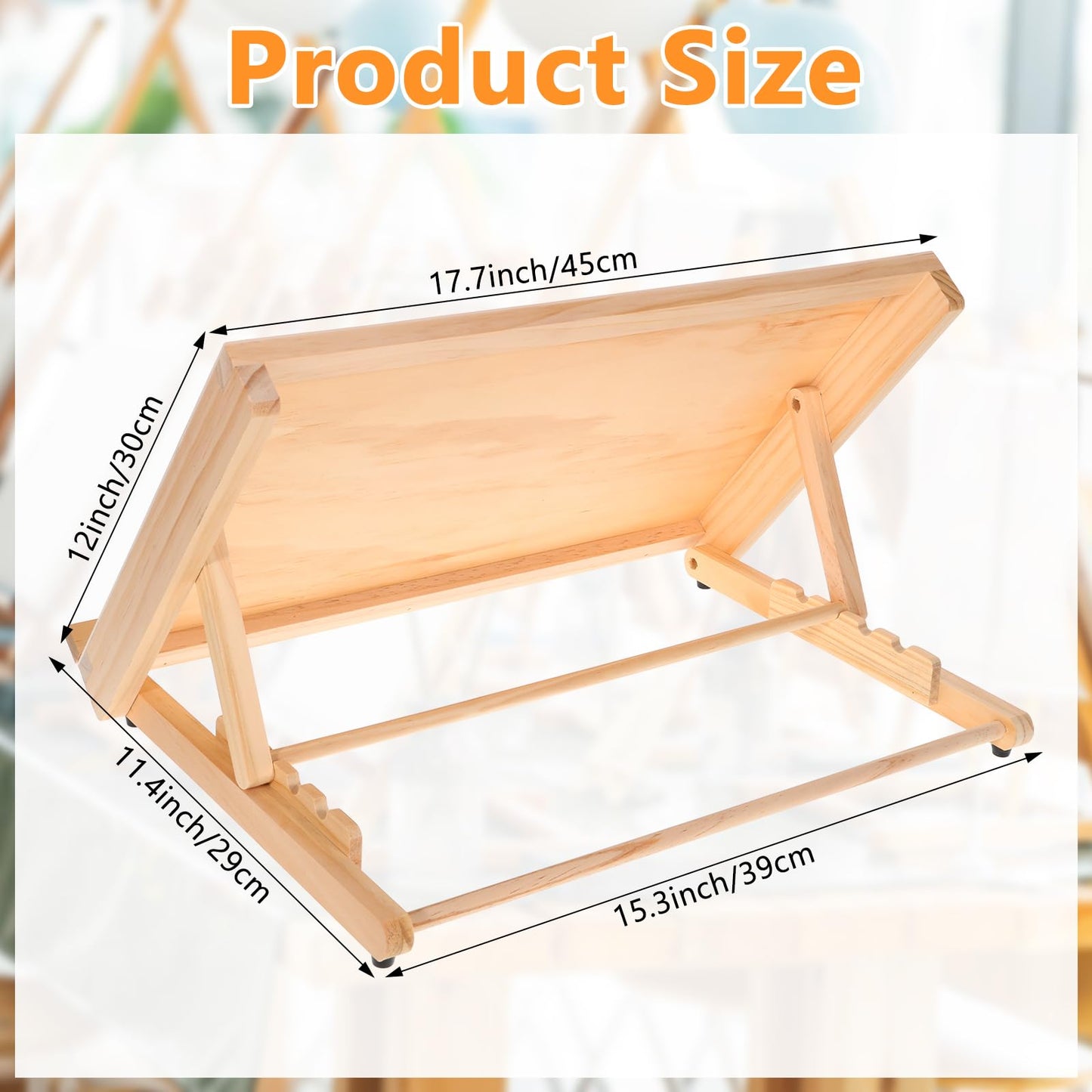 2PCS Tabletop Easel for Painting 17.7"x11.8" Adjustable Angle Portable Easel Tabletop Wooden Easel Stand for Canvas Book Artwords Display