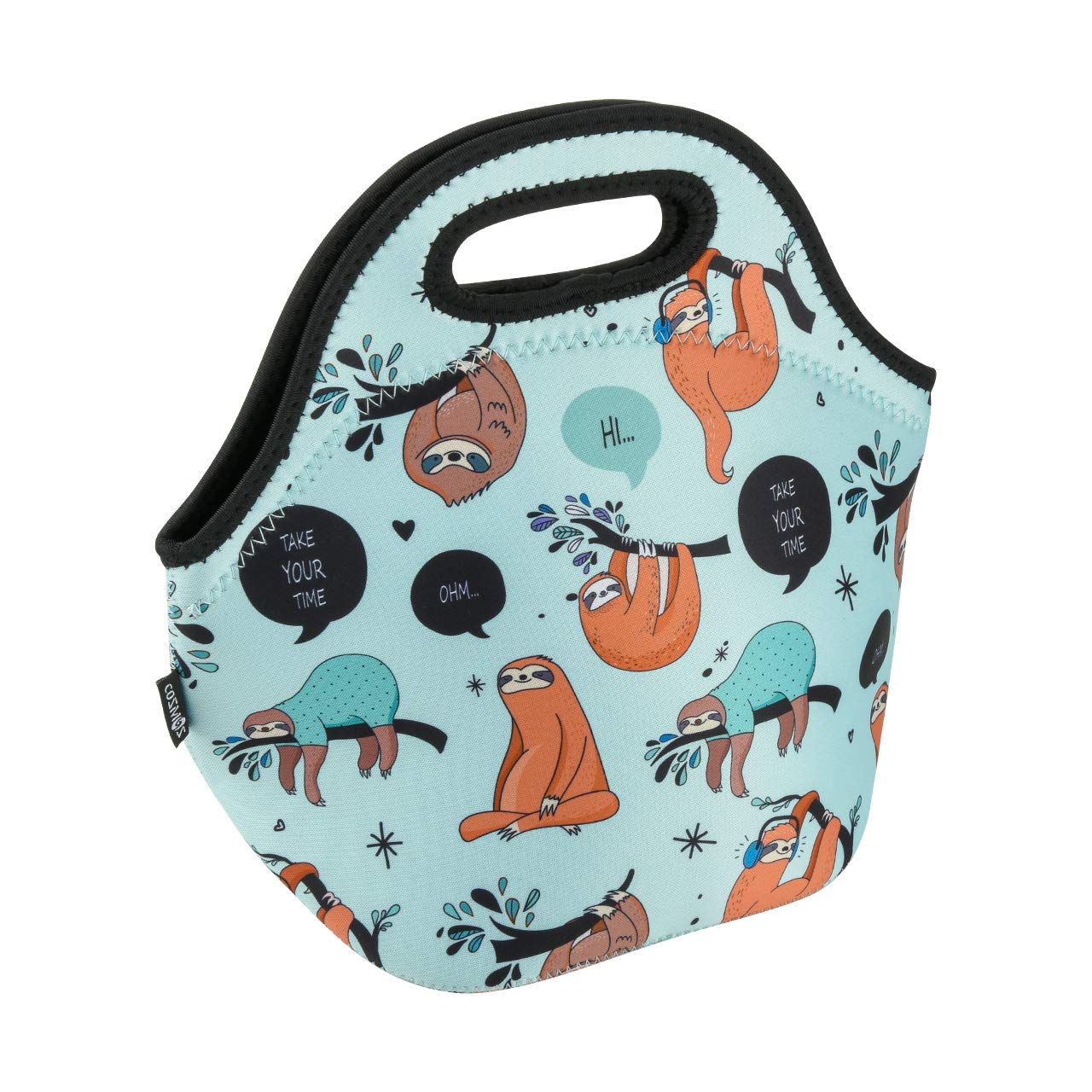 CM Soft Neoprene Tote Picnic Bag Lunch Container Box Organizer for Outdoor Travel (Sloth Pattern)