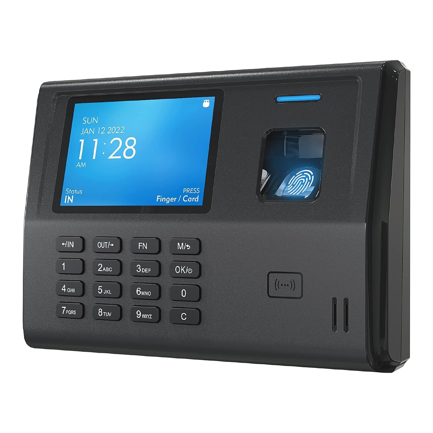 ANVIZ Time Clocks for Small Business Employees CX3 - No Monthly Fee No Software Required - Fingerprint Biometric Clock in and Out Machine - Right Out of The Box, Finger + RFID + Pin Punching