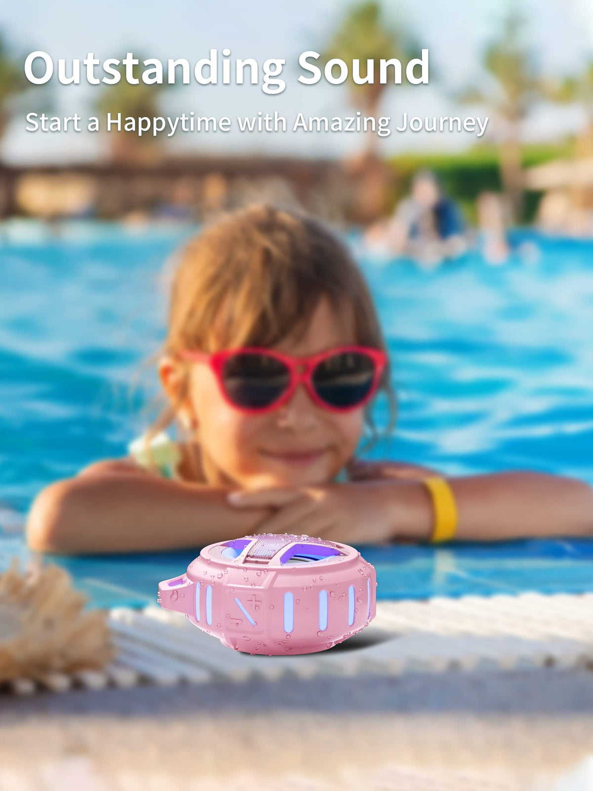 EBODA Bluetooth Shower Speaker, IP67 Waterproof Portable Wireless Small Speakers, Floating, 24H Playtime for Home, Beach, Pool, Kayak, Hiking, Boat Accessories, Gifts for Women, Girls - Pink