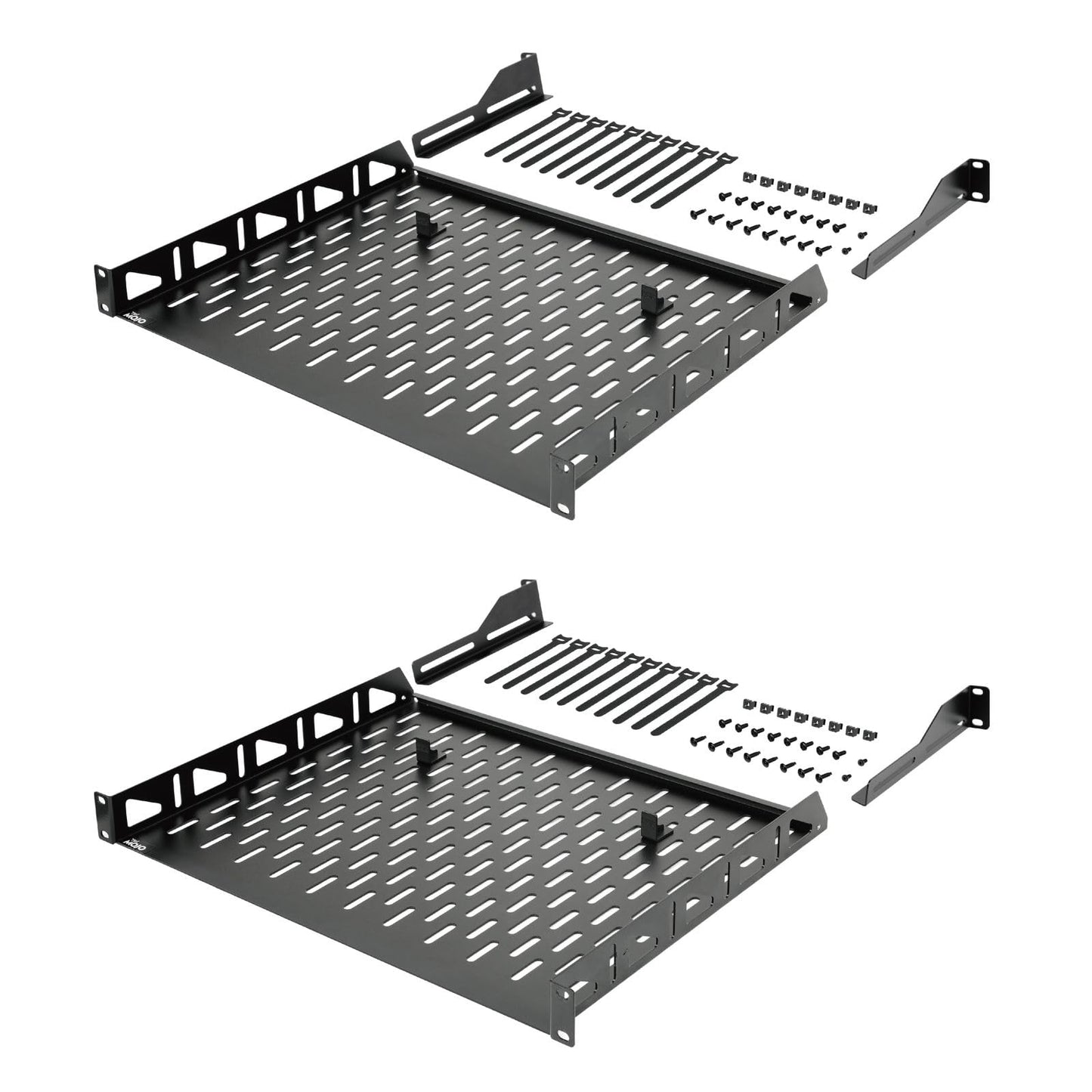 Tecmojo 1U Rack Shelf,19 inch Rack Shelf 14 inch Depth,Rack Mount Shelf with Anti-Slip Stops,Server Rack Shelf and Network Shelf for 19in Equipments, 110lbs Capacity of Vented 1U Shelf,No Lip(2 Pack)