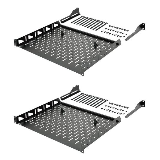 Tecmojo 1U Rack Shelf,19 inch Rack Shelf 14 inch Depth,Rack Mount Shelf with Anti-Slip Stops,Server Rack Shelf and Network Shelf for 19in Equipments, 110lbs Capacity of Vented 1U Shelf,No Lip(2 Pack)
