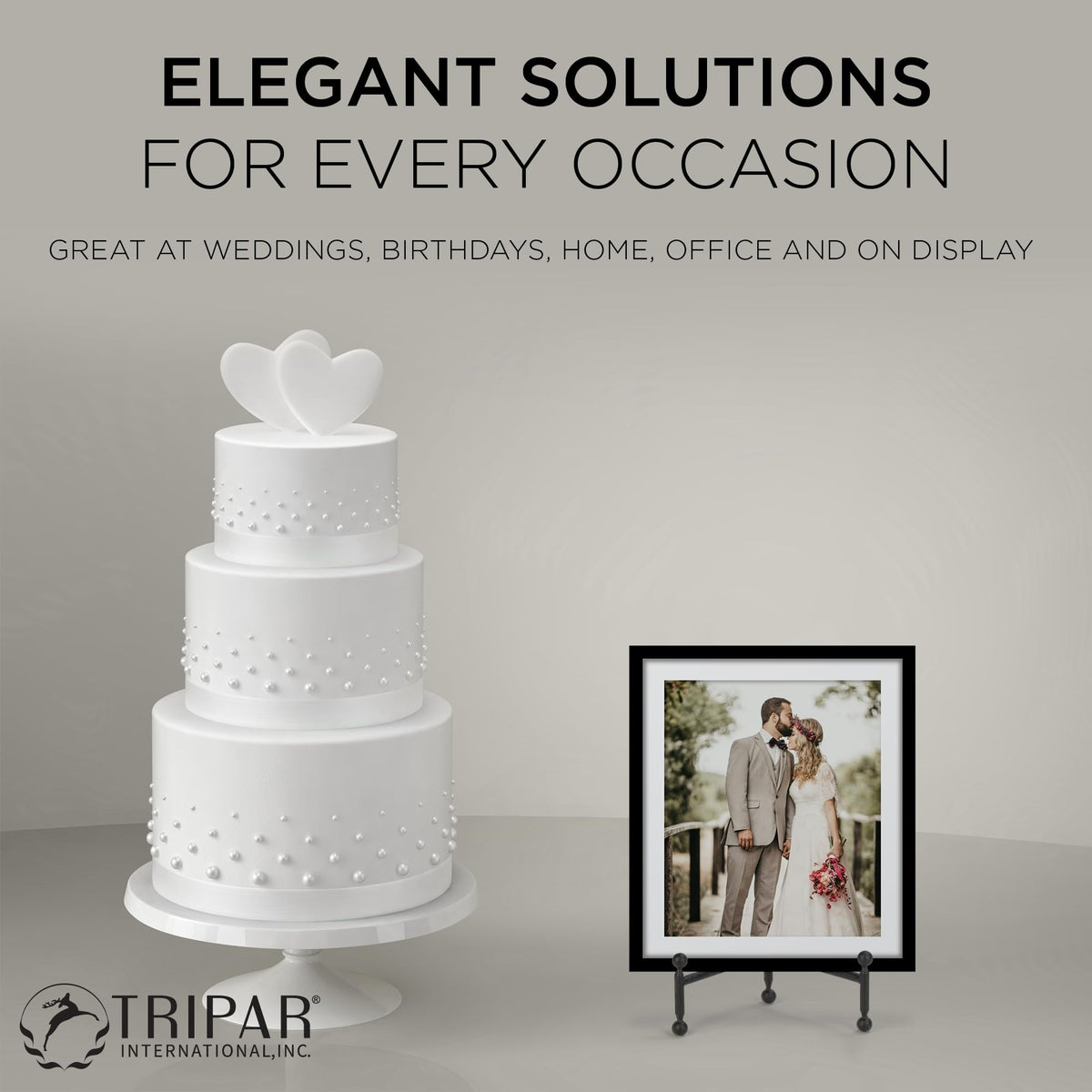 TRIPAR Modern Tripod Easel Display, Black Finish - Lightweight & Durable Design - Perfect for Displaying Decorative Pictures, Artwork, Plates, Tiles, & More (12 Inch)