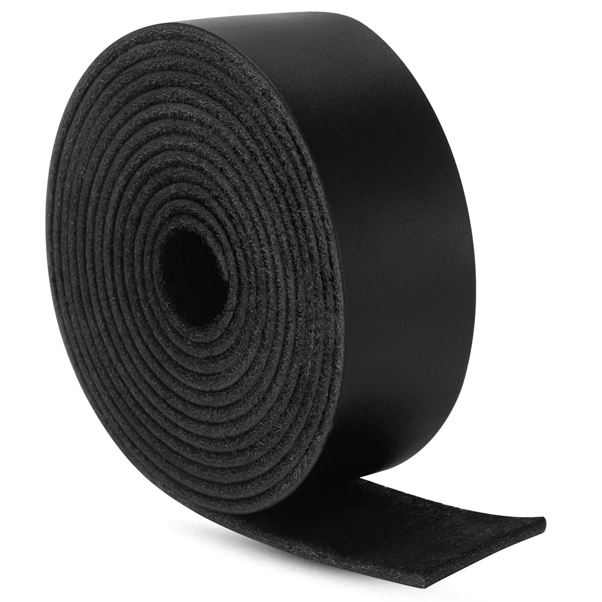 Ringsun 1 Inch Wide Flat Leather Straps for Crafts, Full Grain Leather Strips Cord String for Crafts, Tooling (2mm Thick 72.5 Inches Long Black)