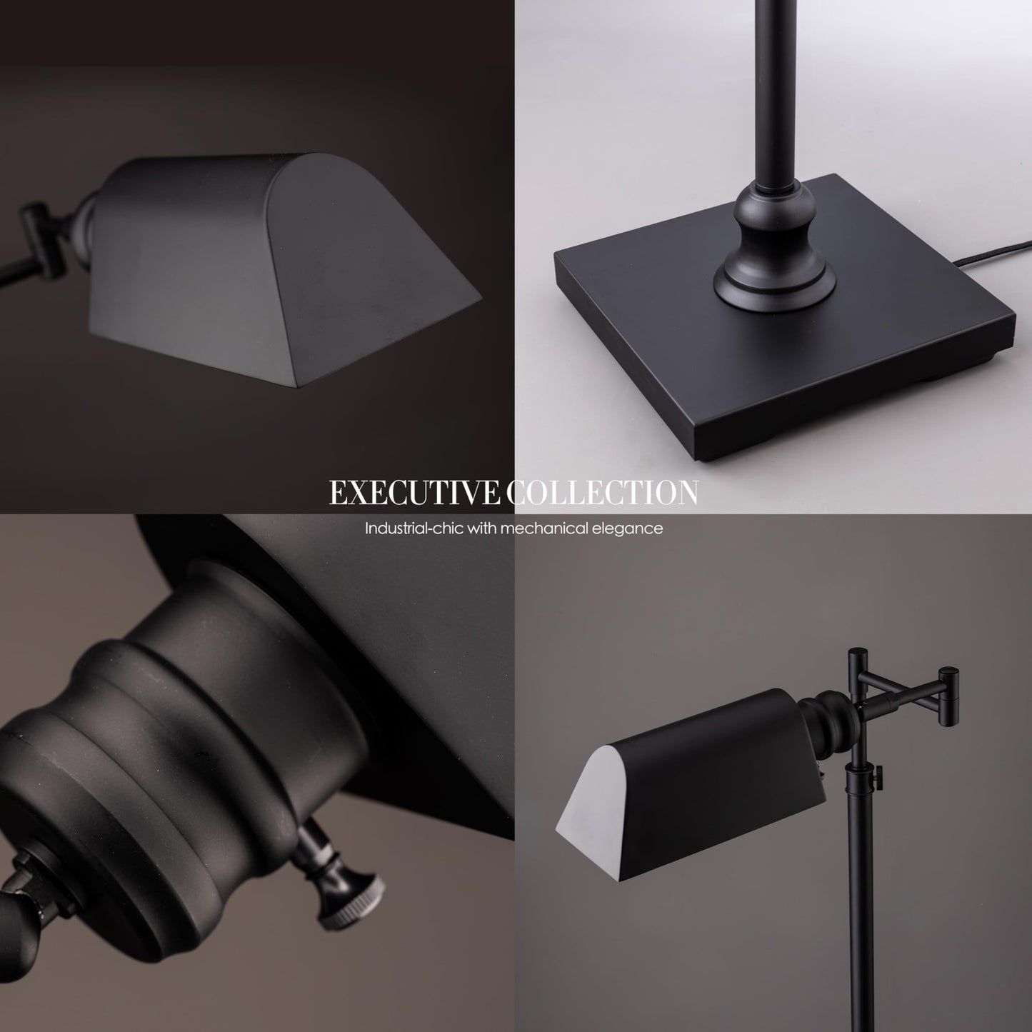 O’Bright Arcadia - Pharmacy Floor Lamp, Full Range Dimming, Swing Arm Task Lamp, E26 Socket, Bulb Replaceable, Adjustable Height 47” to 55”, 360° Rotatable Shade, All-Metal Design, Black