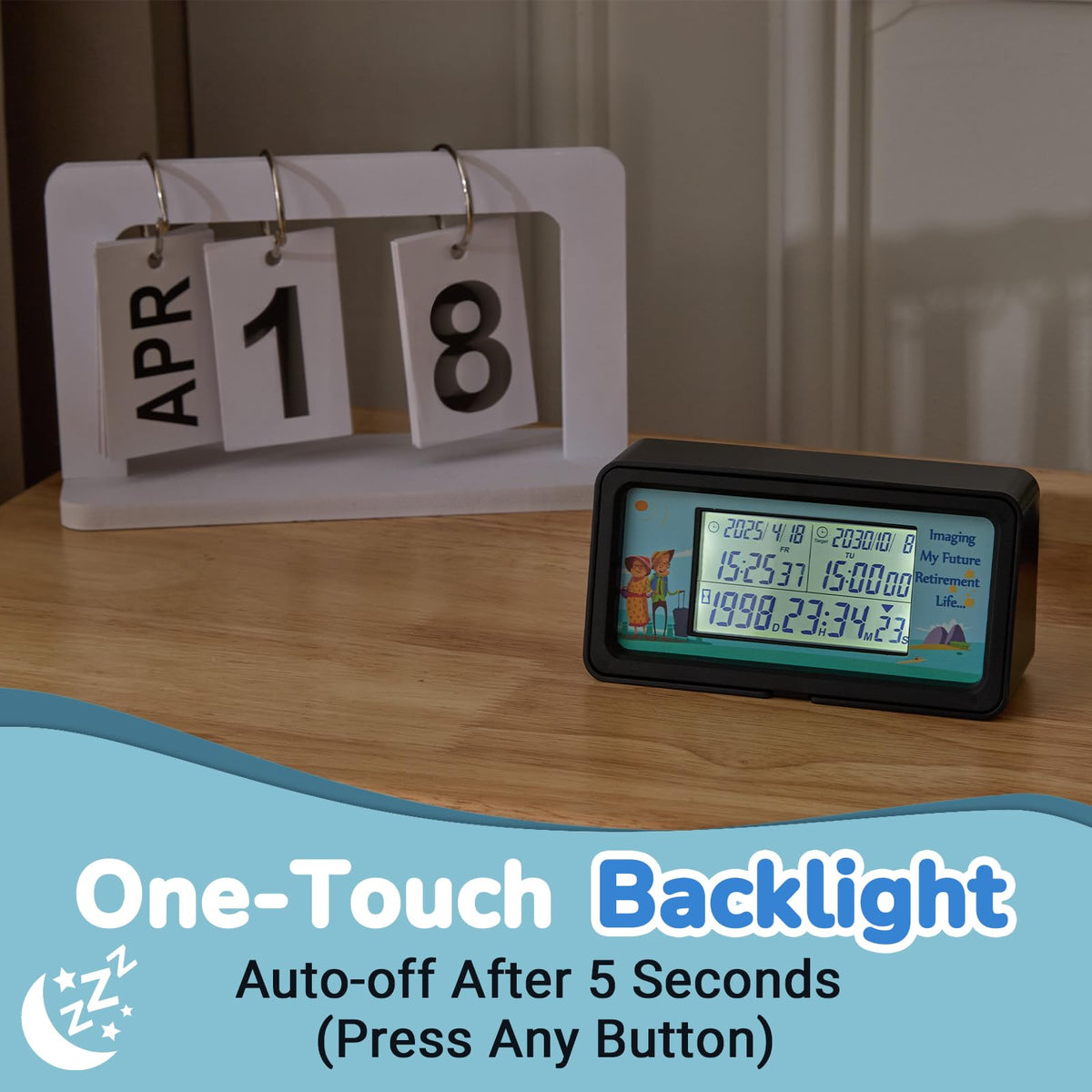 AIMILAR 1999 Days Countdown Timer - Digital Countdown Clock for Retirement & Events with Backlight, Alarm Functuon, Dual Time Display, Customizable Cards