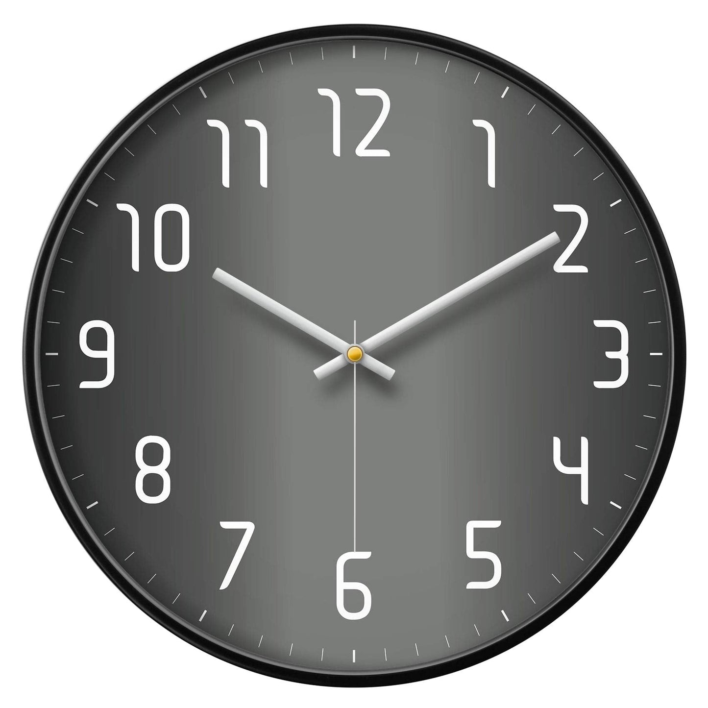 SCOAGE 12'' Modern Minimalist Black & Grey Wall Clock, Silent Non-Ticking Battery Operated Analog Clock with Easy to Read Large Numbers for Home Office, Bedroom, Kitchen, Living Room Decor