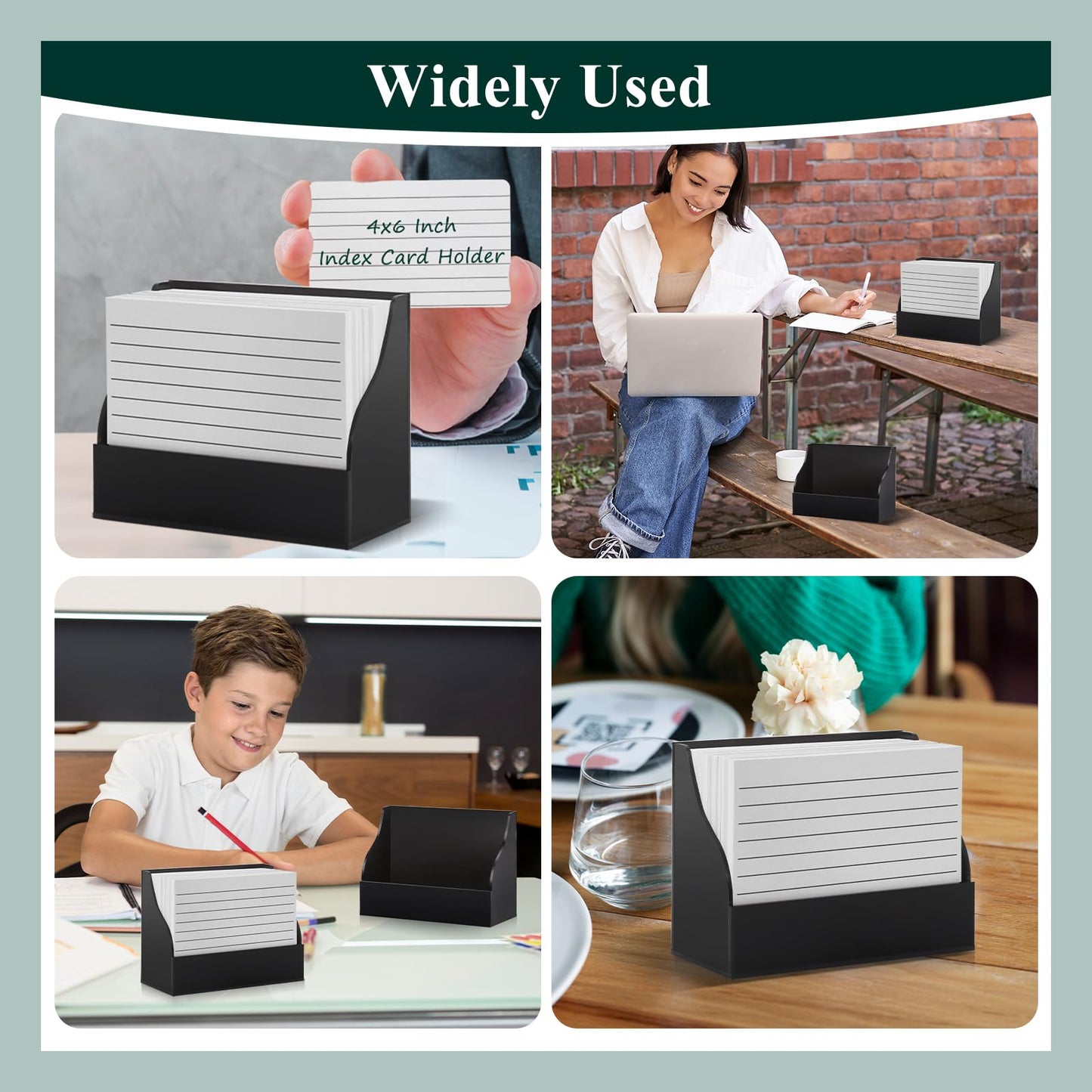 SHIQIKEJIPTY 2PCS Acrylic Index Card Holder 4x6 Black Note Card Organizer Box Card Display Stand Business Card Organizer Box Postcard Display Rack for Desk Office Classroom 4.7*2.3*6.3 Inch(No Card)