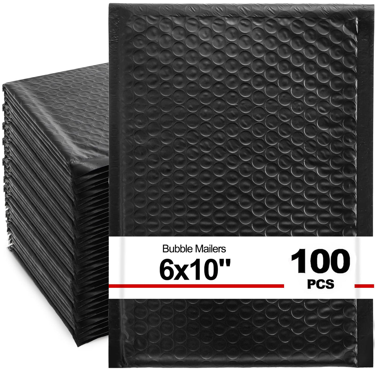 Nicunom 100 Pack Bubble Mailers 6x10", Usable Size 6x9" Self Seal Padded Envelopes Opaque Poly Wrap Bubble Bags Waterproof Shipping Bags for Small Business Mailing Makeup Jewelry Gifts, Black