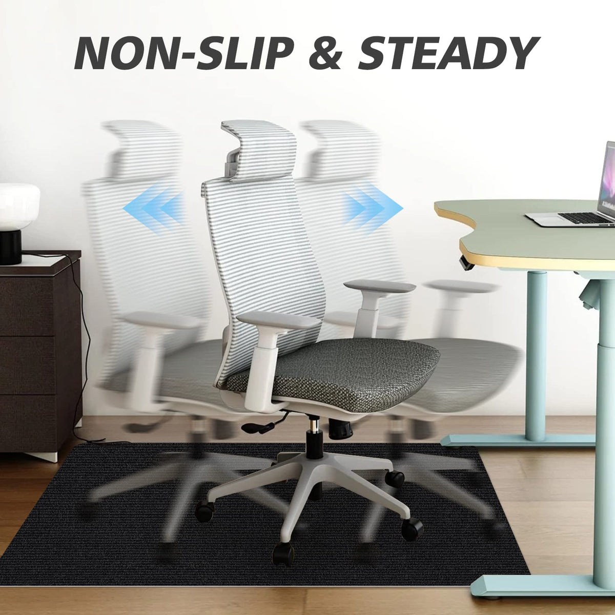 Sycoodeal Office Chair Mat for Hardwood Floor,Office Computer Gaming Chair Mat for Tile Floor,Large Floor Protector Rug,Anti-Slip,Easy to Clean,Carbon-Black (48"x60")