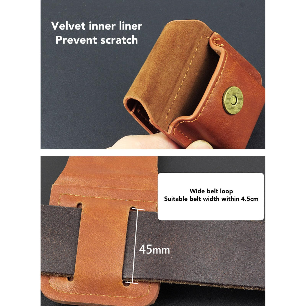 Akozon Lighter Pouch Holder Waist Case Magnetic Buckle for Outdoor Travel PU Anti Scratch Soft Lining Belt Loop (Akozon05m67ipcrf-11)