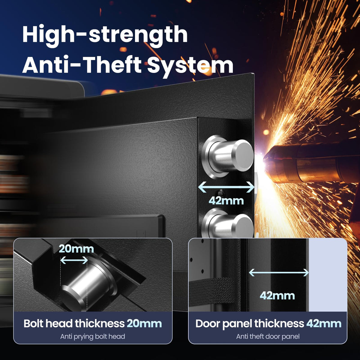 Grimtron 𝟐𝟎 𝐋𝐁 Smart Biometric Safe with Fingerprint Lock, Silent Mode, Backlit Keypad and LED Light, Small Caja Fuerte 𝐆𝐢𝐟𝐭𝐬 𝐟𝐨𝐫 𝐌𝐨𝐭𝐡𝐞𝐫‘𝐬 𝐃𝐚𝐲(9.84"H x 9.84"D x 13.78"W)