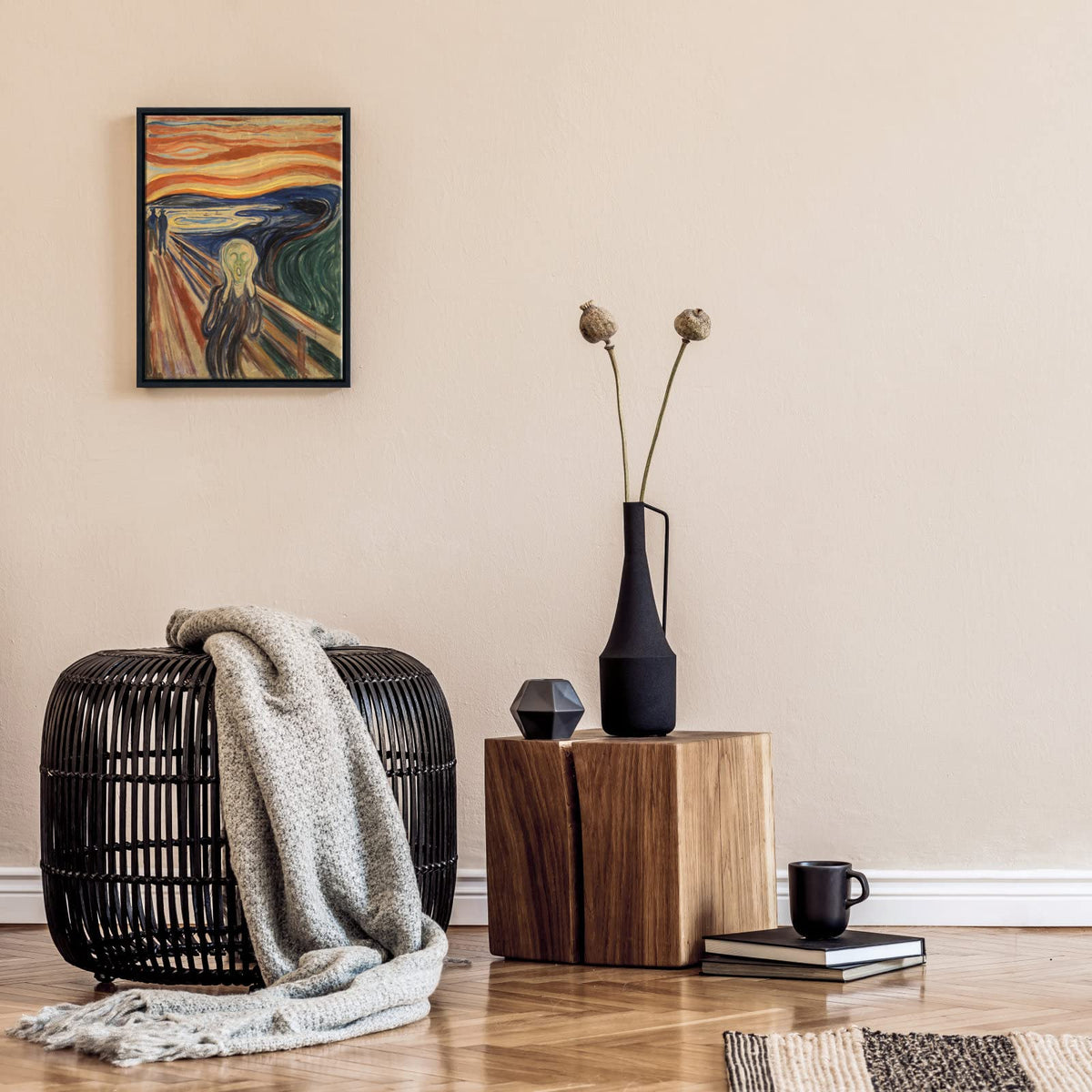 Wieco Art Framed Art The Scream by Edward Munch Famous Paintings Reproduction Abstract Canvas Prints Artwork for Wall Decor Modern Canvas Wall Art for Home & office Decoration