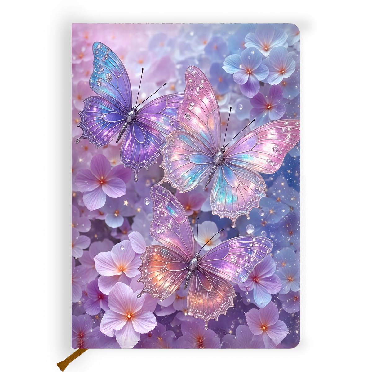 Pretty Leather Lined Journal purple fantasy butterfly Notebook 200 Pages A5 Ruled Notebooks, Aesthetic Cute Journal for Women, Purple Stuff Office Supplies, for School Office Home Gifts (5.8 x 8.3)