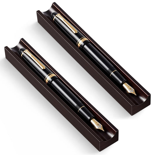 2 Pcs Wood Pen Tray Black Walnut Color Wooden Pencil Holder Desk Organizer Minimalist Fountain Single Pen Rest for Office Home Stationery Retro Decor Work Teacher Gift, 7.87 x 1.18 x 0.79 Inches