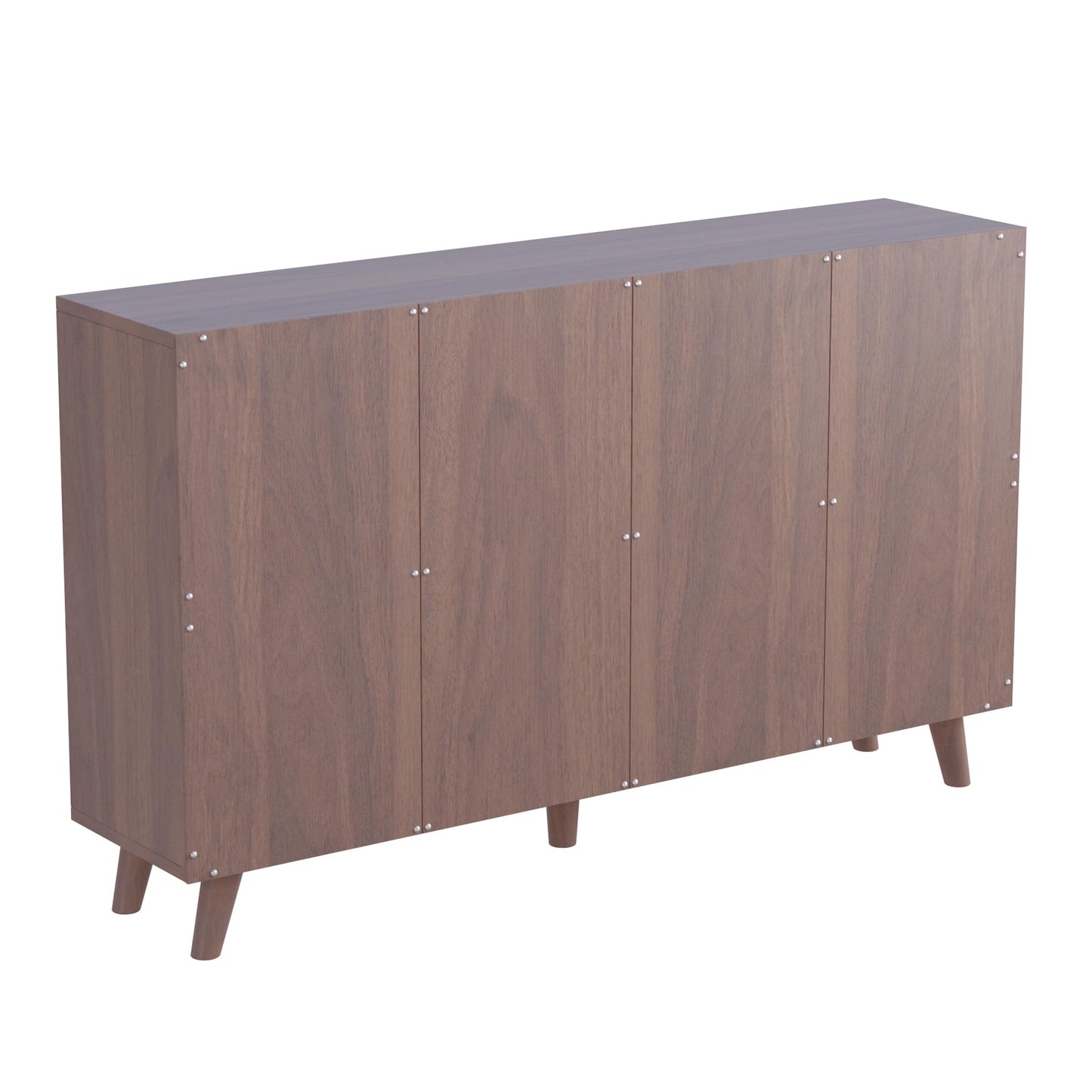 OSCHF Cubby Shelf Bookcase with Doors - Wooden 8 Cubes Floor Standing Open Bookshelf with Solid Wood Legs, 2-Tier Low Storage Cabinet, Walnut
