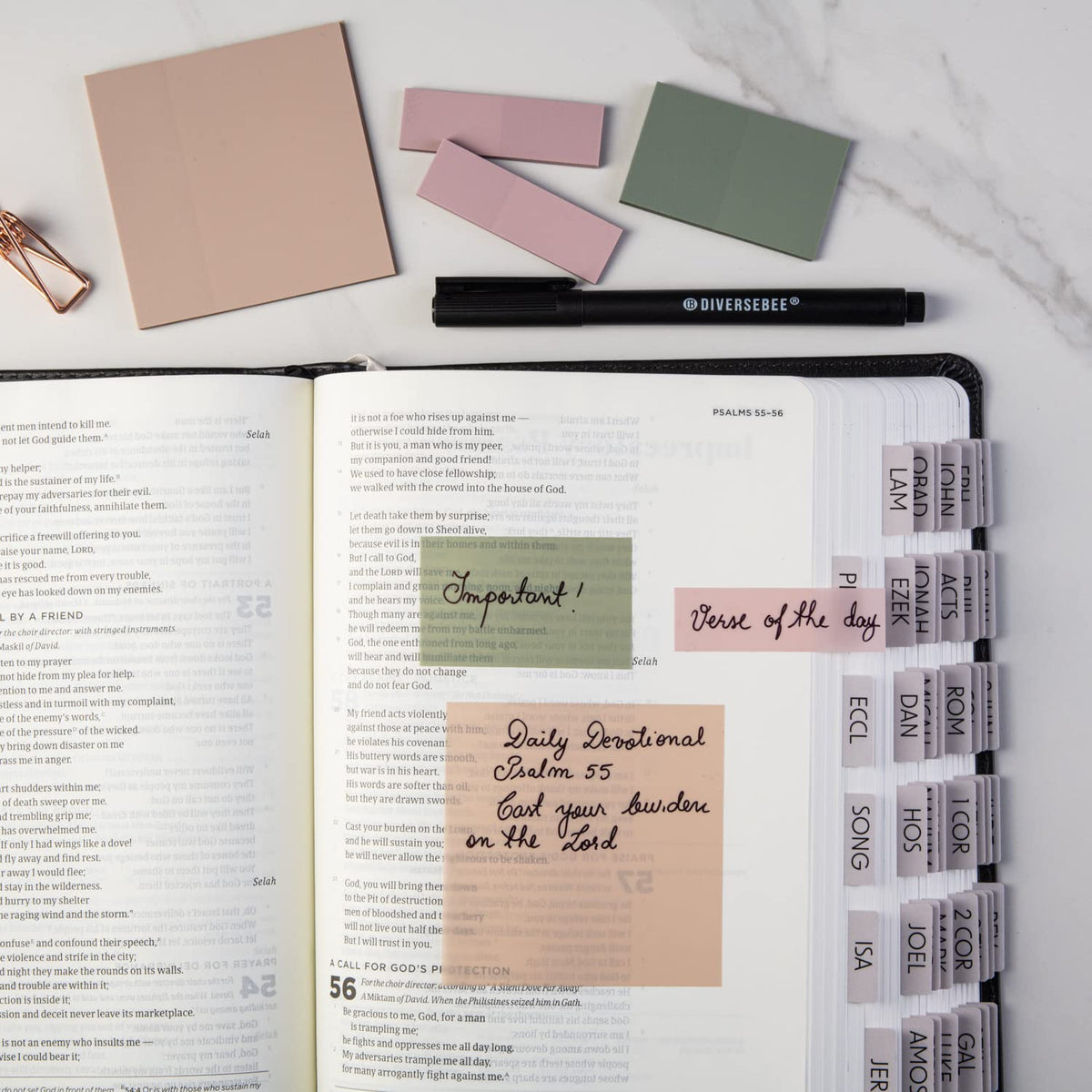 DiverseBee Transparent Sticky Notes (Includes Quick Dry Pen), Cute Clear Sticky Tabs, Translucent Page Flags Book Markers Stickers, Planner Accessories Bible Journaling Study Office Supplies (Pastel)