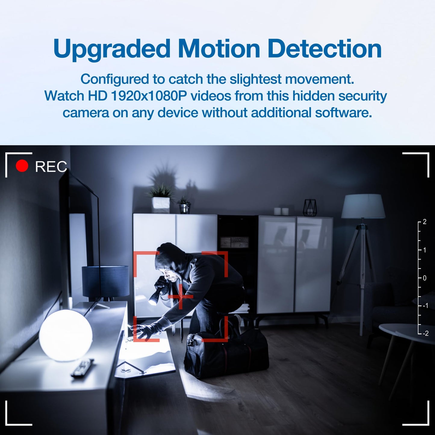Asani Plug-in Mini Surveillance Camera - Nanny & Pet Cam - NO Audio Recording - Records Video ONLY - Home & Office Security with Micro SD Card Slot, Motion Detection, 1080P Full HD Video